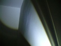 petite chambre: cloison entre les deux chambres bombée (en lumière rasante)